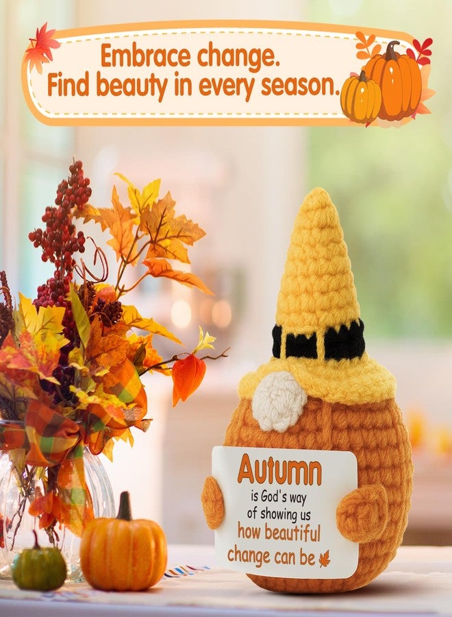 Frabaca Pumpkin Gnome Crochet with Halloween Witch Hat and Inspirational Message 'Autumn is God’s Beautiful Change' for Autumn Fall Season Harvest Thanksgiving Gift, Holiday Ornaments Home Table Decor - Image 2